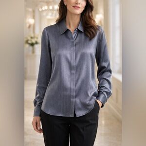 Norton petites 12P Mc Nauchton long sleeve shirt for women navy blue/silver
